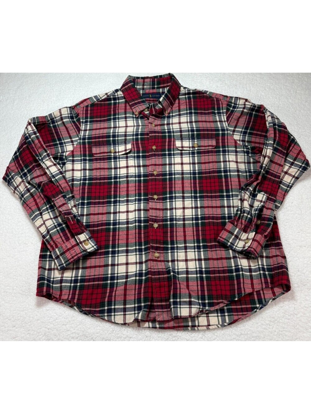 Ralph Lauren Plaid Flannel Shirt Men's Size XL Red/Green Long Sleeve